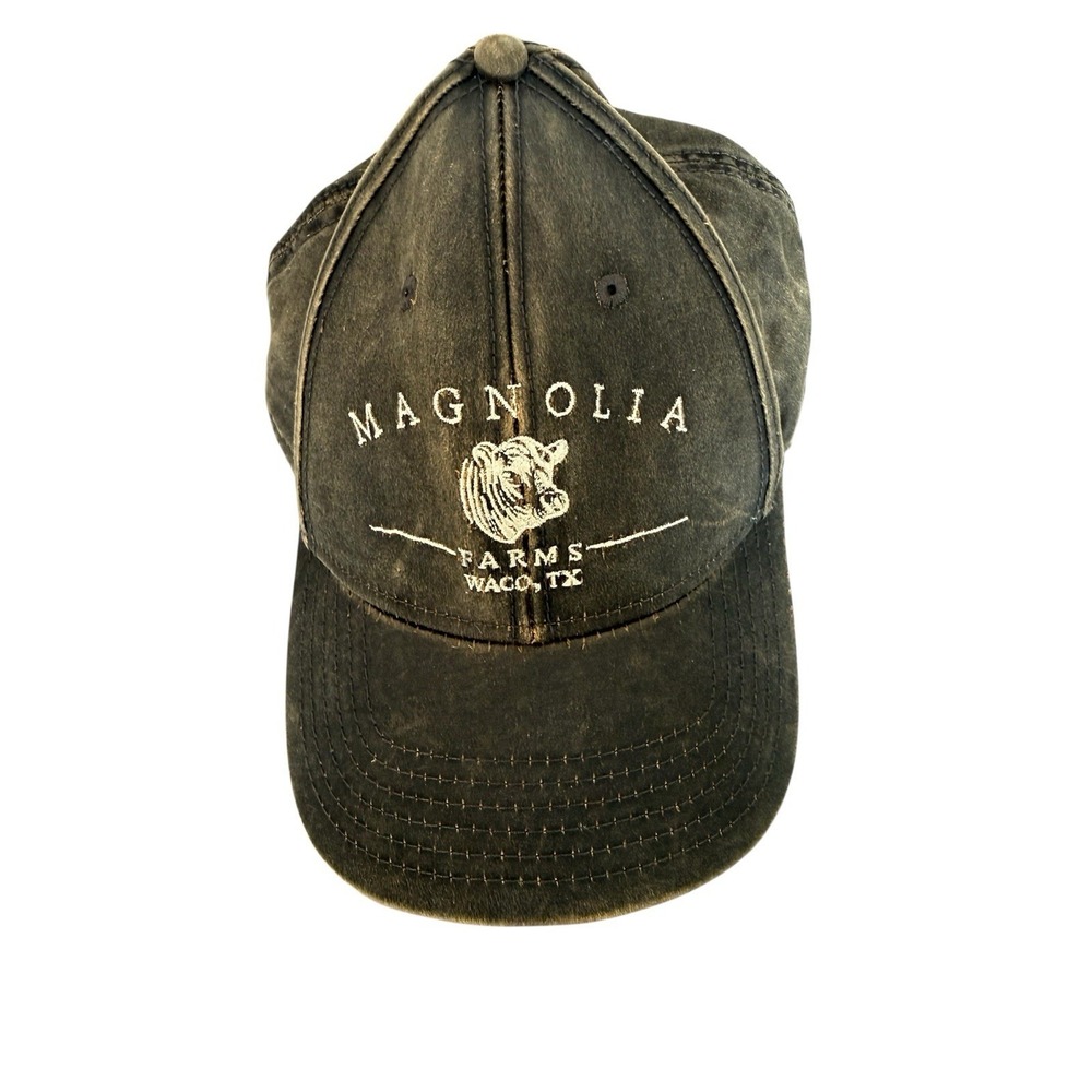 Magnolia Farms Brown Wrapback Waxed Distressed Baseball‎ Hat Cap Adjustable Cow